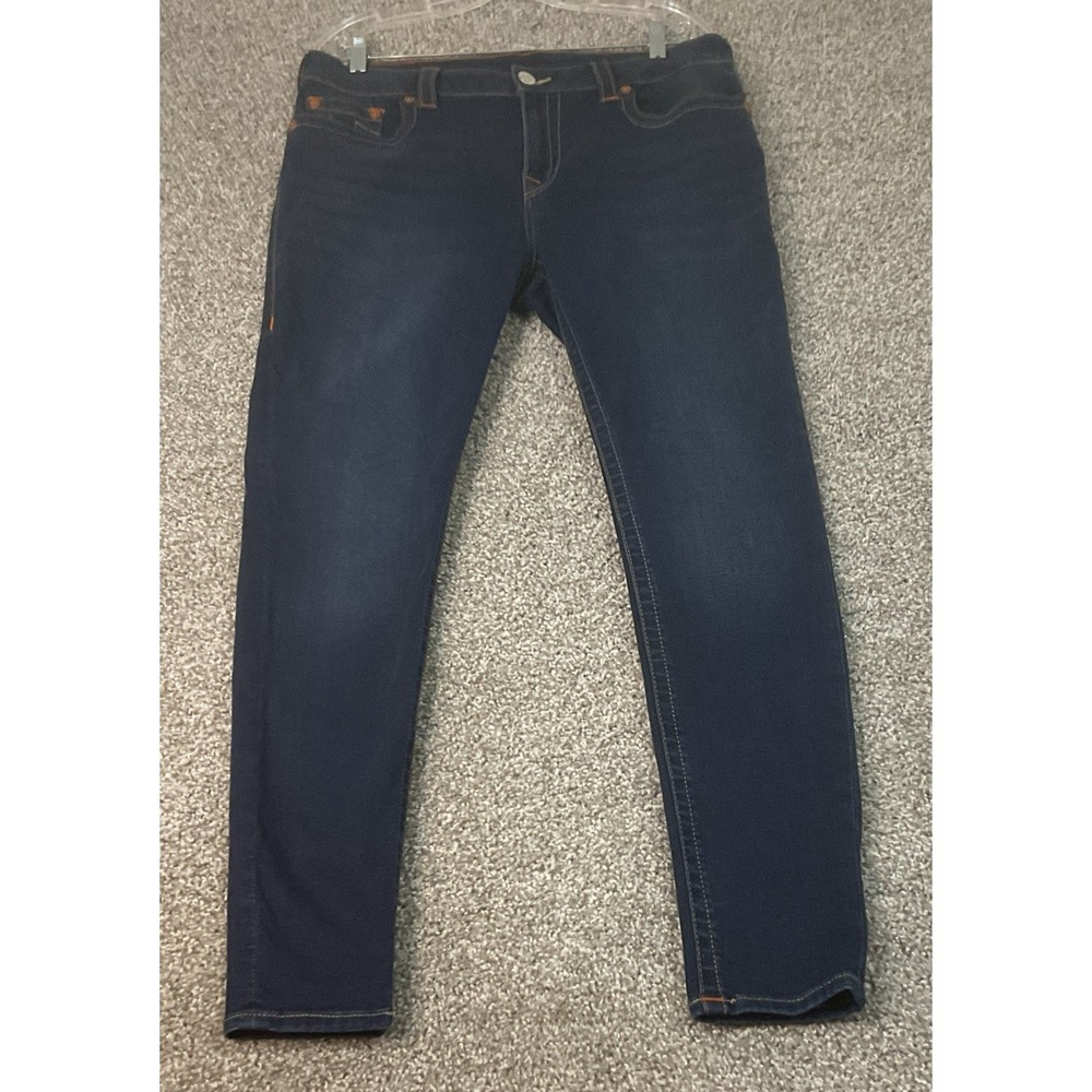 True Religion Jeans Women's Size 35 Jennie Curvy Mid Rise Skinny Fit Dark Denim - Picture 2 of 14
